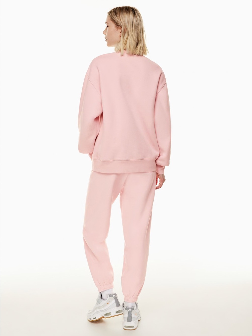 Aritzia TNA Cozy Fleece Boyfriend Crew Sweatshirt - Heather Pink Sweater - Picture 5 of 8